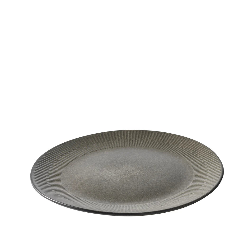 Relief Mittagsteller D27 cm Steingut grau